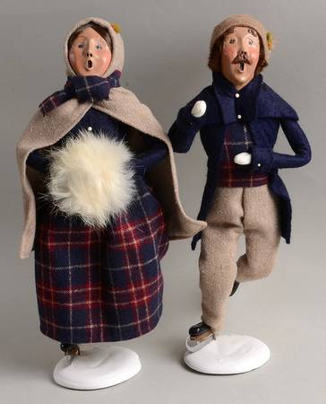 Winter Outdoor Activities Skater Couple-Blue & Brown - No Box