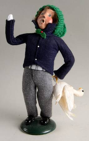 Traditional Assorted Carolers Boy With Goose-Blue Coat - No Box