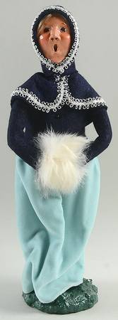 Victorian Assorted Carolers Woman With Muff-Blue Silver Trim - No Box