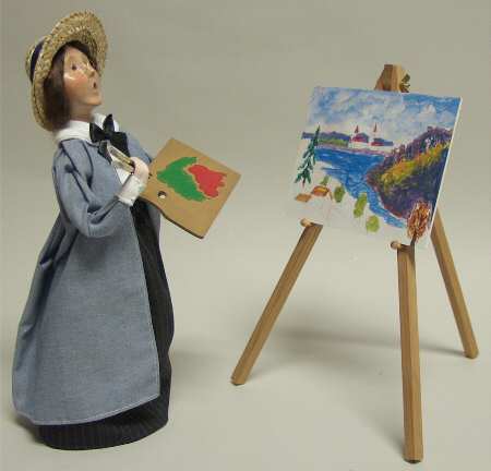 Professionals Artist-Woman With Painting On Easel - No Box