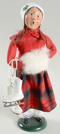 Traditional Assorted Carolers Woman With Skates-Red Plaid - Nb900, No Box