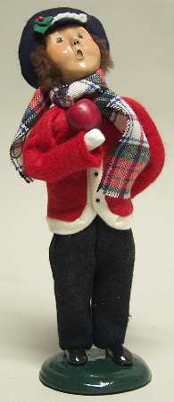 Traditional Assorted Carolers Boy With Apple-Red Coat - No Box