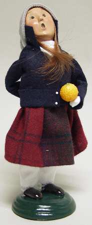 Traditional Assorted Carolers Girl With Orange-Blue Coat - No Box