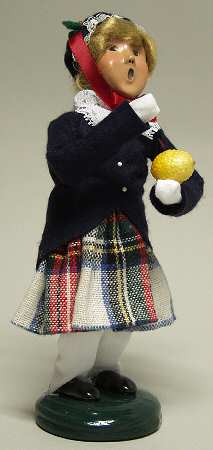 Traditional Assorted Carolers Girl With Lemon-Blue Coat Lace Collar - No Box