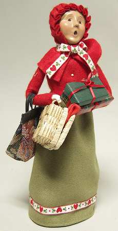 Traditional Assorted Carolers Traveler Woman-Red Coat-Green Skirt - No Box