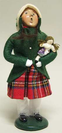 Traditional Assorted Carolers Girl With Doll Green Coat - No Box