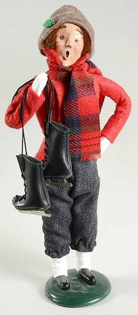 Traditional Assorted Carolers Teen Boy With Skates-Red Plaid - Nb899, No Box