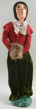 Traditional Assorted Carolers Woman With Muff-Green Skirt - No Box Nb1219