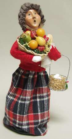 Traditional Assorted Carolers Shopper Woman With Fruit & Eggs - No Box