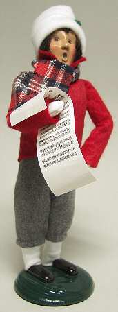 Traditional Assorted Carolers Teen Boy With Music-Red Coat - No Box
