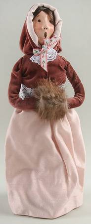 Victorian Assorted Carolers Woman With Muff-Brown/Pink - No Box