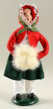 Traditional Assorted Carolers Girl With White Muff-Red Coat  - Nb1093, No Box
