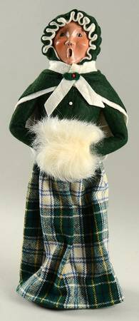 Traditional Assorted Carolers Woman With White Muff-Green Hood - Nb1092, No Box