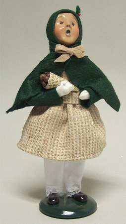 Traditional Assorted Carolers Girl With Chestnuts-Green Cape - No Box