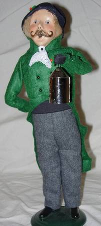 Traditional Assorted Carolers Mustache Man With Lantern-Green Coat - Nb816, No Box