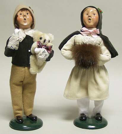 Victorian Assorted Carolers Boy And Girl With Muff And Teddy Bear - No Box
