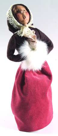 Traditional Assorted Carolers Victorian Woman With Muff-Brown Pink - No Box