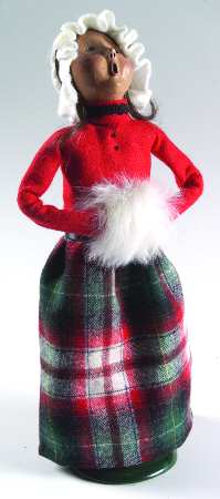 Traditional Assorted Carolers Woman With Muff-Red Top - No Box