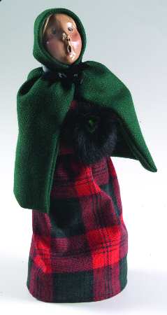 Traditional Assorted Carolers Woman With Muff-Green Cape - No Box