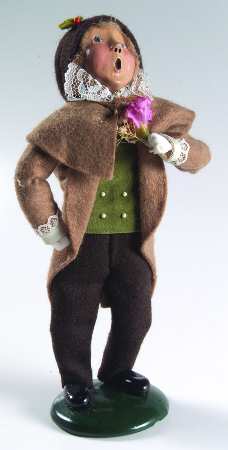 Traditional Assorted Carolers Boy With Flowers - No Box