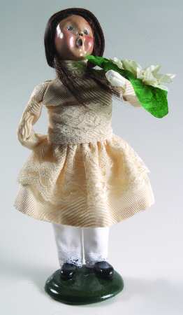 Traditional Assorted Carolers Girl With Flower - No Box