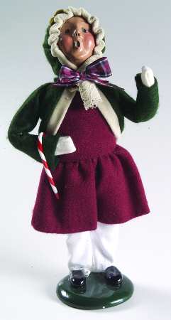 Traditional Assorted Carolers Girl With Candy Cane - No Box