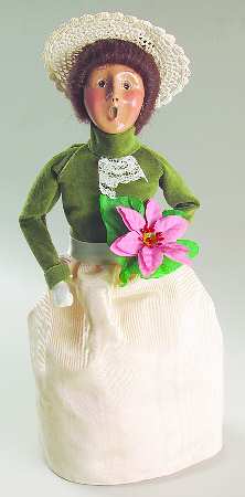 Traditional Assorted Carolers Victorian Woman With Poinsettia-Green - No Box