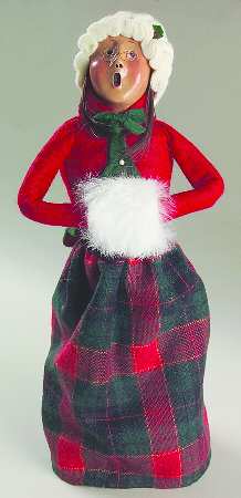 Traditional Assorted Carolers Glasses Woman With Muff-Red Top - No Box