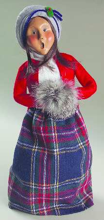 Traditional Assorted Carolers Woman With Muff-Red Top - No Box