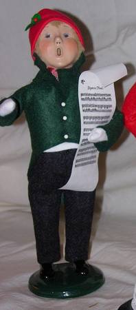 Traditional Assorted Carolers Boy With Music-Green Coat - Nb812, No Box