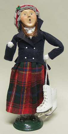 Winter Outdoor Activities Woman With Skates-Blue Coat - No Box