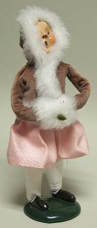 Victorian Assorted Carolers Girl With Muff-Pink Fur Lined Coat - No Box