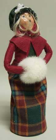 Traditional Assorted Carolers Woman With Muff-Burgundy - No Box