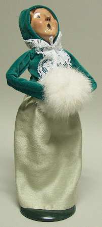 Victorian Assorted Carolers Woman With Muff-Green - No Box