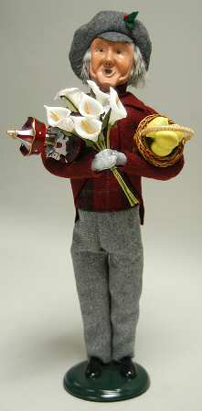Traditional Assorted Carolers Grandfather Shopper With Lilies - No Box