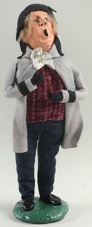 Traditional Assorted Carolers Man With Grey Coat-Lace Ascot - No Box Nb1214