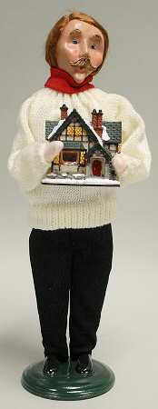 Traditional Assorted Carolers Man With Village House - No Box