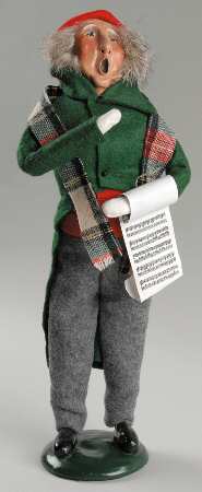 Traditional Assorted Carolers Grandfather With Music-Green Coatred Hat - No Box