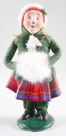 Traditional Assorted Carolers Girl With Muff-Green Coat Lace - Nb1002, No Box