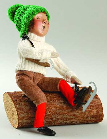 Specialty Carolers Skater Boy On Log - No Box