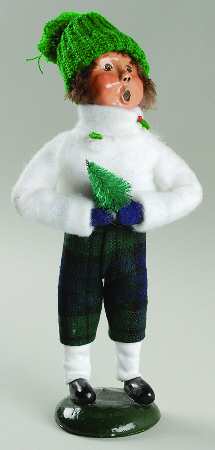 Traditional Assorted Carolers Boy With Tree-White Sweater - No Box
