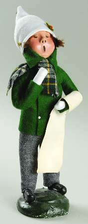 Traditional Assorted Carolers Boy With Music-Green - No Box