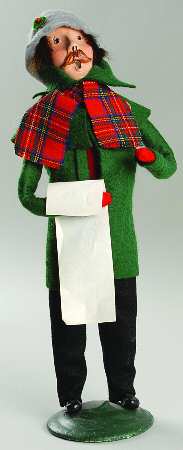 Traditional Assorted Carolers Mustache Man With Music-Green - No Box