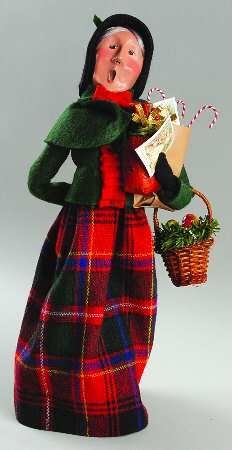Traditional Assorted Carolers Shopper Grandmother With Candy Canes-Gre - No Box