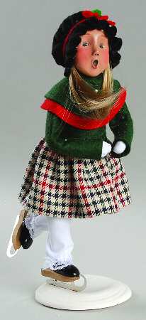 Winter Outdoor Activities Skater Girl-Green & Red Coat - No Box