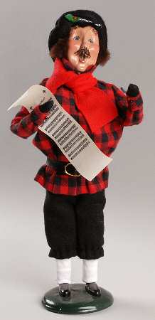 Traditional Assorted Carolers Man With Music & Mustache Red - No Box