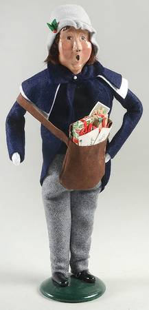 Traditional Assorted Carolers Man With Christmas Cards And Gifts Bag - No Box