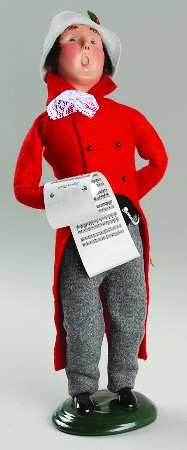 Traditional Assorted Carolers Victorian Man With Music-Red Lace Cravat - No Box