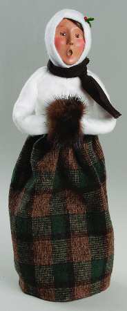 Traditional Assorted Carolers Woman With Muff-White Hood - No Box