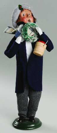 Traditional Assorted Carolers Man With Wreath & Bucket - No Box